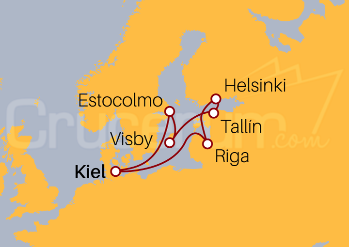 Itinerario Crucero Capitales Bálticas desde Kiel