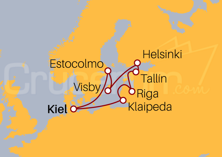Itinerario Crucero Capitales Bálticas desde Kiel I