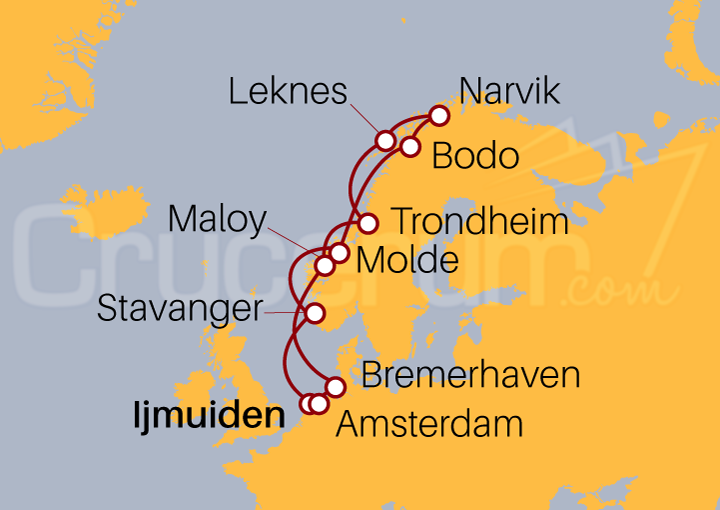 Itinerario Crucero Crucero Gran Fiordos Noruegos 2023
