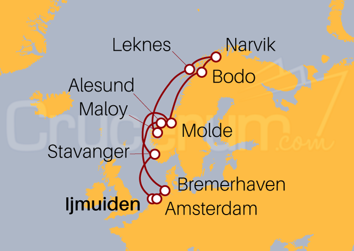 Itinerario Crucero Gran Fiordos Noruegos