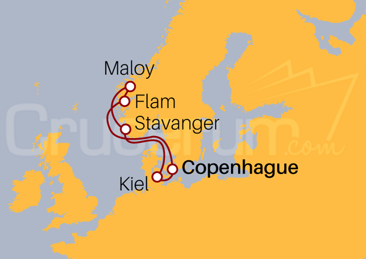 Itinerario Crucero Fiordos: Flam, Maloy, Stavanger