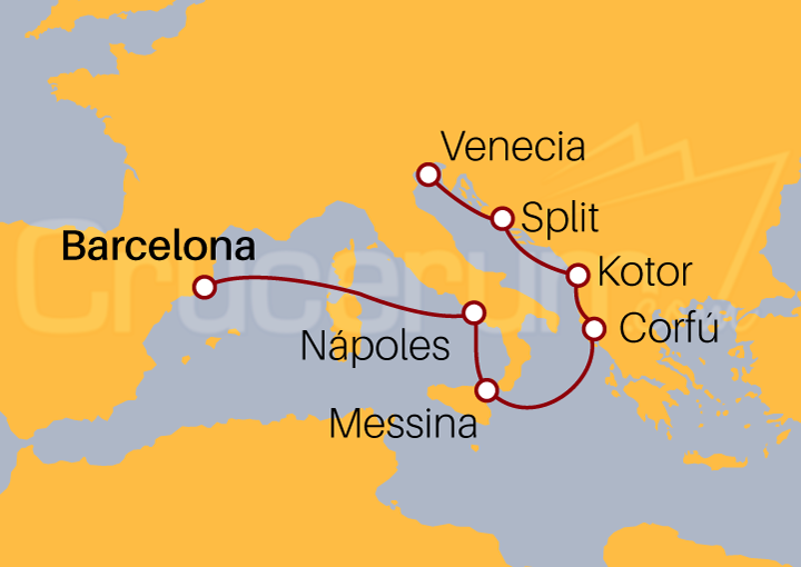 Itinerario Crucero De Barcelona a Venecia