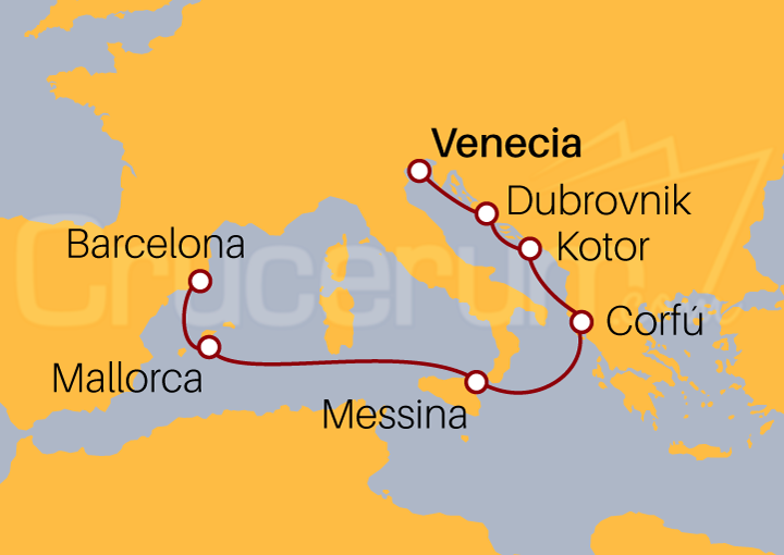 Itinerario Crucero De Venecia a Barcelona