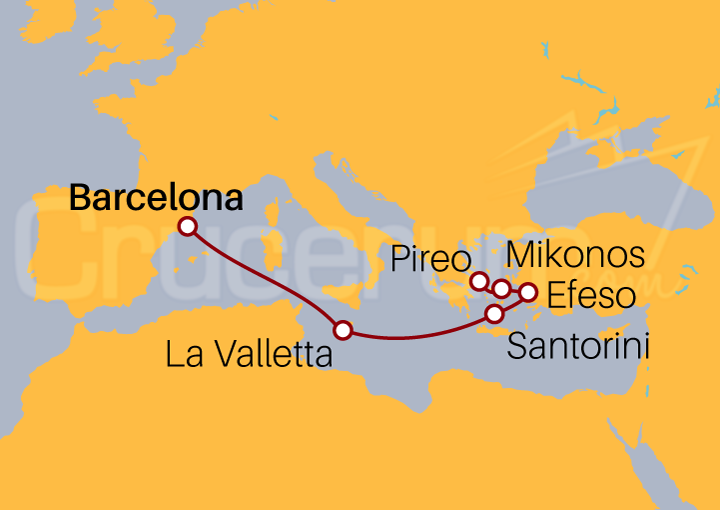 Itinerario Crucero De Barcelona a Atenas I