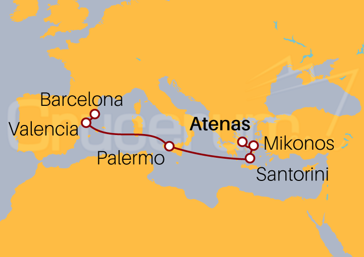 Itinerario Crucero De Atenas a Barcelona