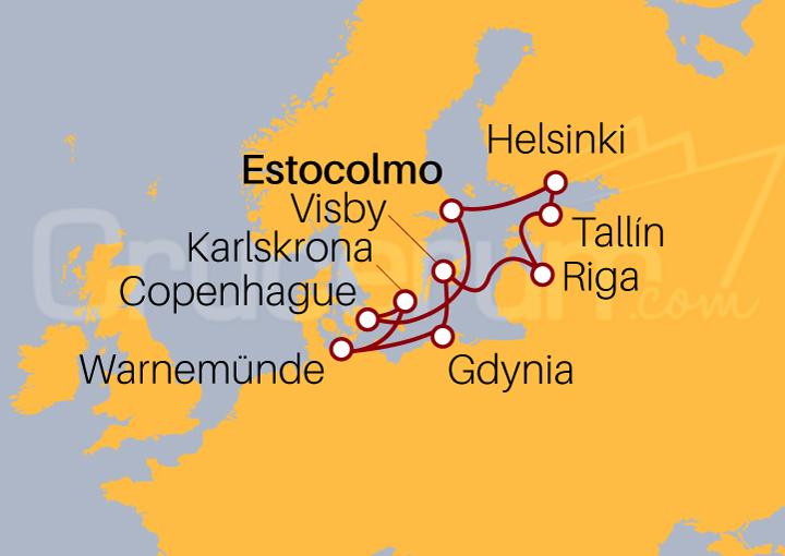 Itinerario Crucero Capitales Bálticas desde Estocolmo
