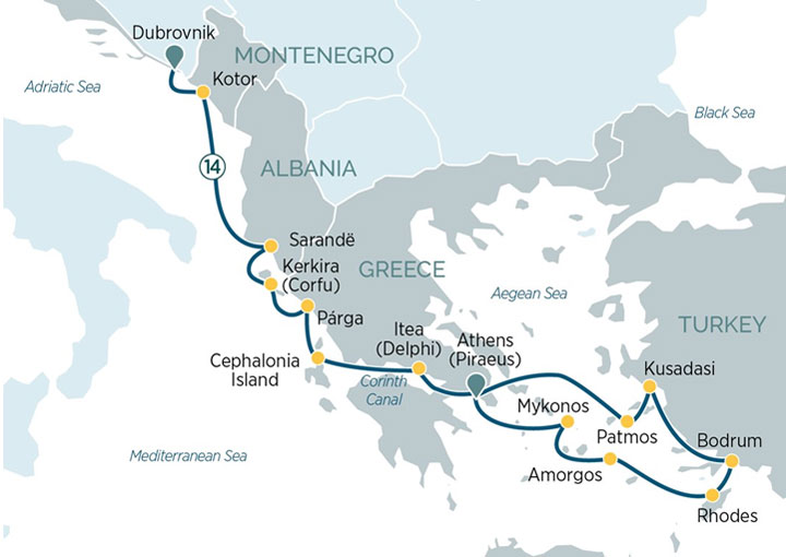 Itinerario Crucero Mediterráneo Oriental desde Atenas