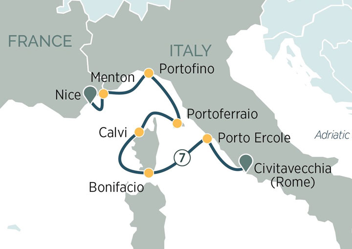 Itinerario Crucero De Civitavecchia a Niza