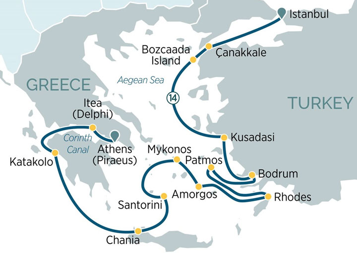 Itinerario Crucero Vibrantes Islas Griegas y Turquía
