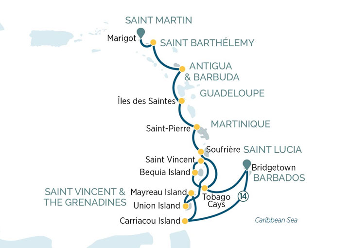 Itinerario Crucero Caribe Oriental y Granadinas