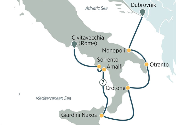 Itinerario Crucero Crucero Sur de Italia 2023