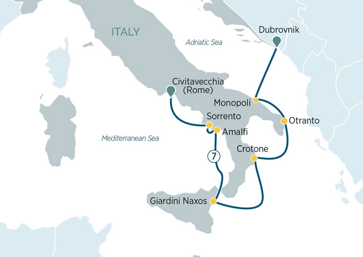 Itinerario Crucero Destacados del Sur de Italia