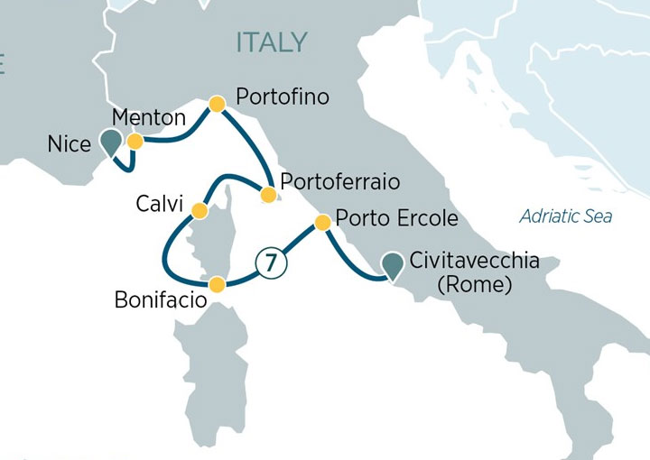 Itinerario Crucero Riviera Francesa e Italiana con Córcega