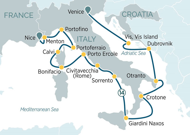 Itinerario Crucero Lo mejor de Italia y Sudeste de Francia