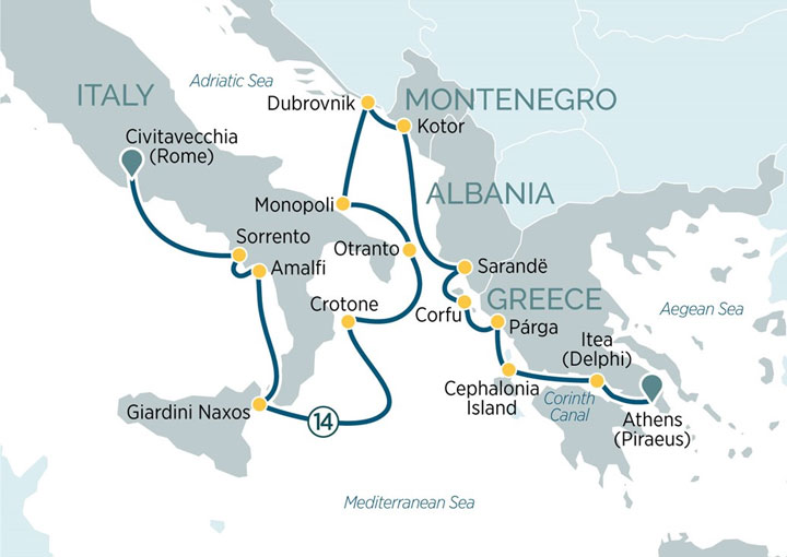 Itinerario Crucero Precioso Sur de Italia y Grecia