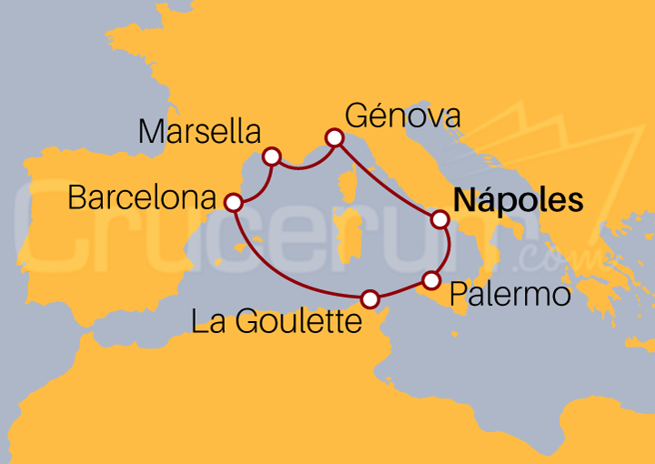 Itinerario Crucero Mediterráneo desde Nápoles