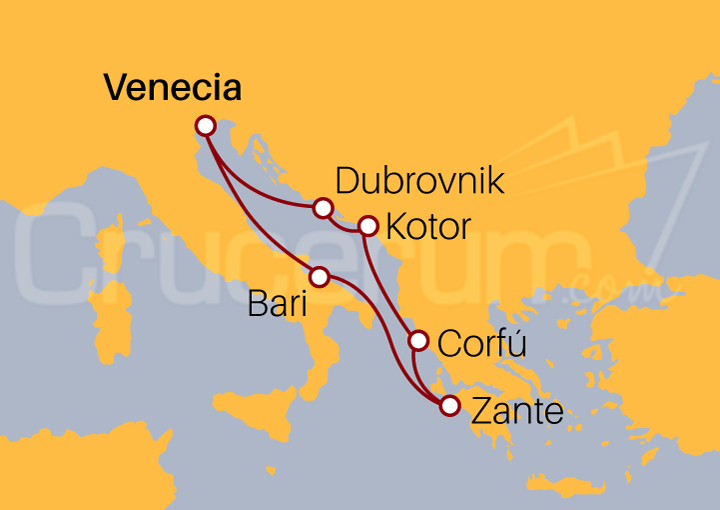 Itinerario Crucero Adriático por Grecia, Croacia y Montenegro