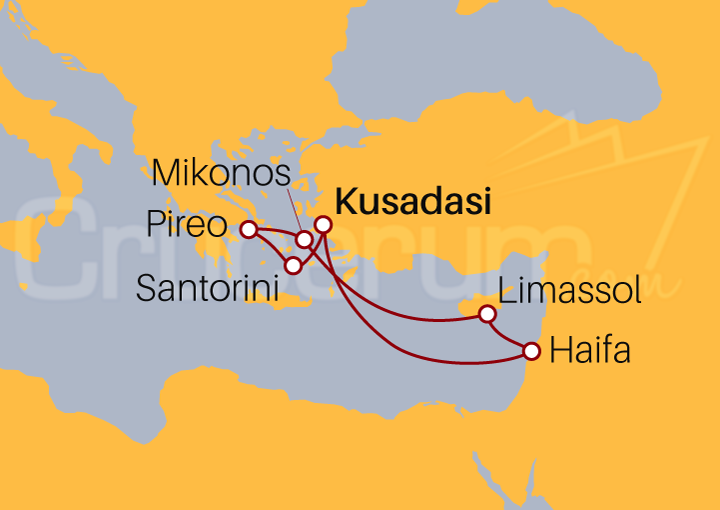 Itinerario Crucero Israel, Chipre, Islas Griegas y Turquía