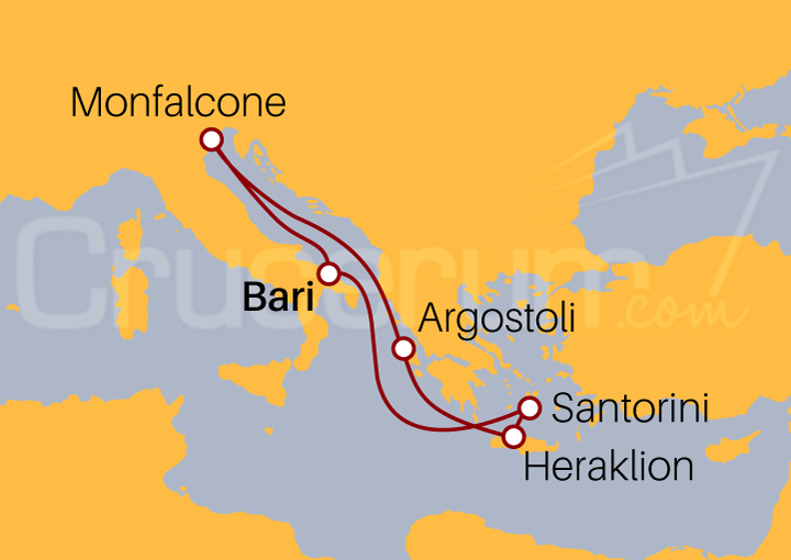 Itinerario Crucero Islas Griegas desde Bari
