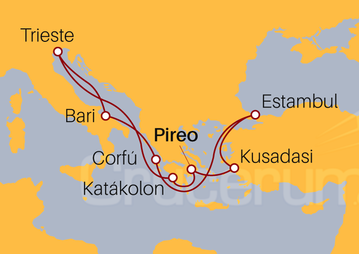 Itinerario Crucero Grecia, Turquía e Italia
