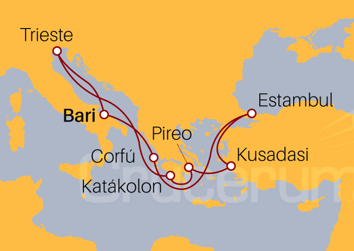 Itinerario Crucero Italia, Grecia y Turquía