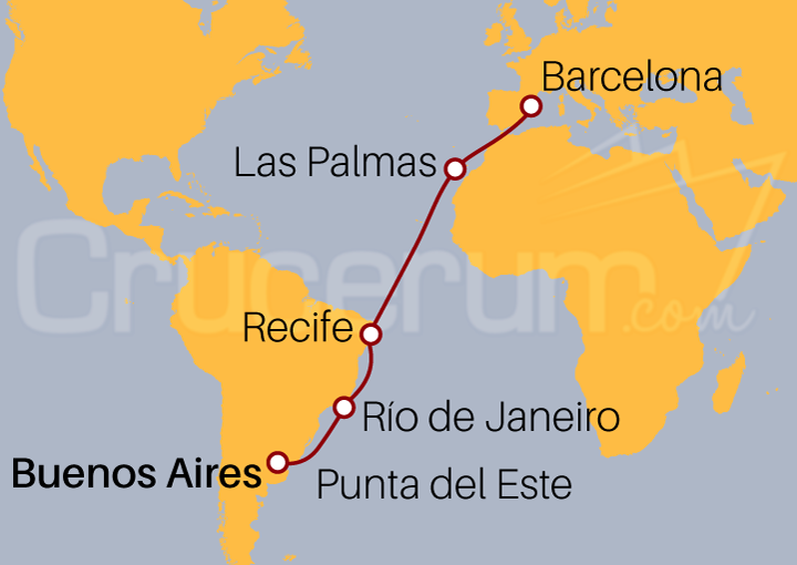 Itinerario Crucero De Buenos Aires a Barcelona