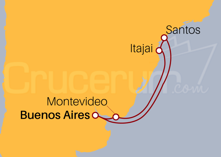 Itinerario Crucero Brasil y Uruguay desde Buenos Aires