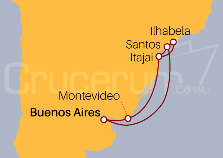 Itinerario Crucero Brasil y Uruguay por Año Nuevo