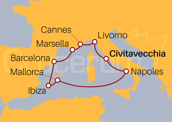 Itinerario Crucero Mediterráneo desde Roma I