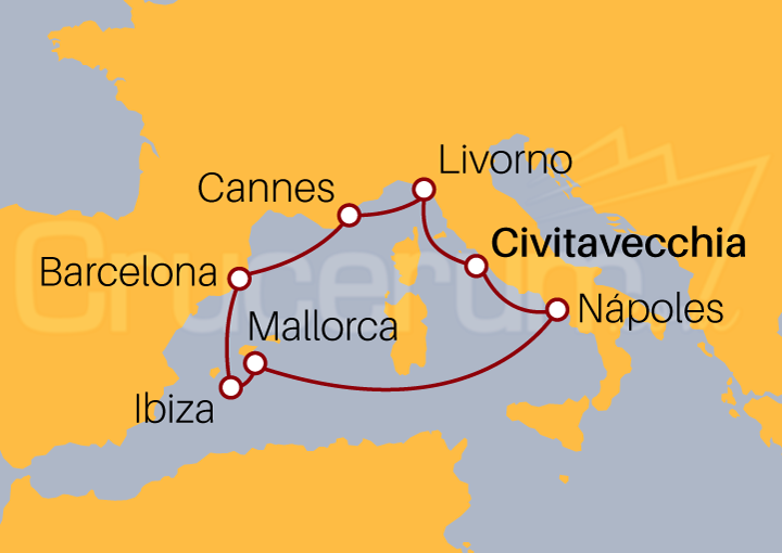 Itinerario Crucero Mediterráneo desde Roma