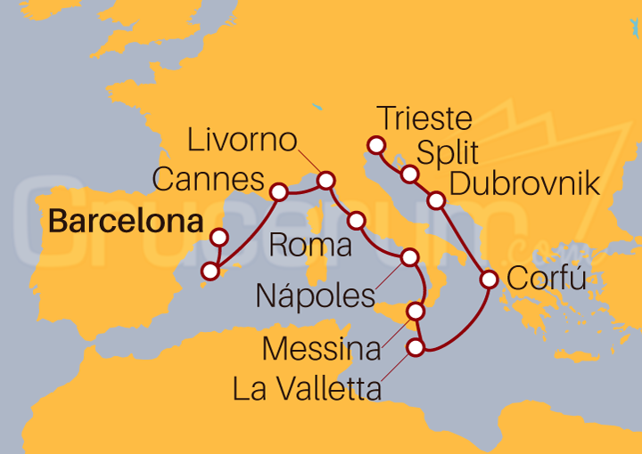 Itinerario Crucero De Barcelona a Trieste