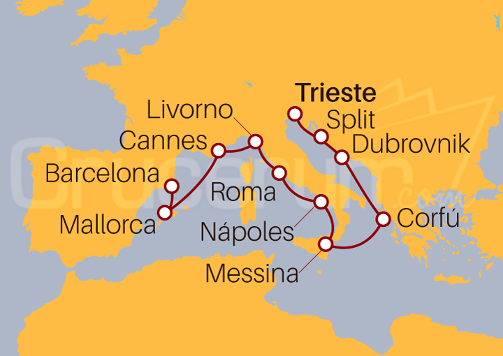 Itinerario Crucero De Trieste a Barcelona