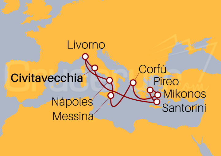 Itinerario Crucero Islas Griegas desde Civitavecchia