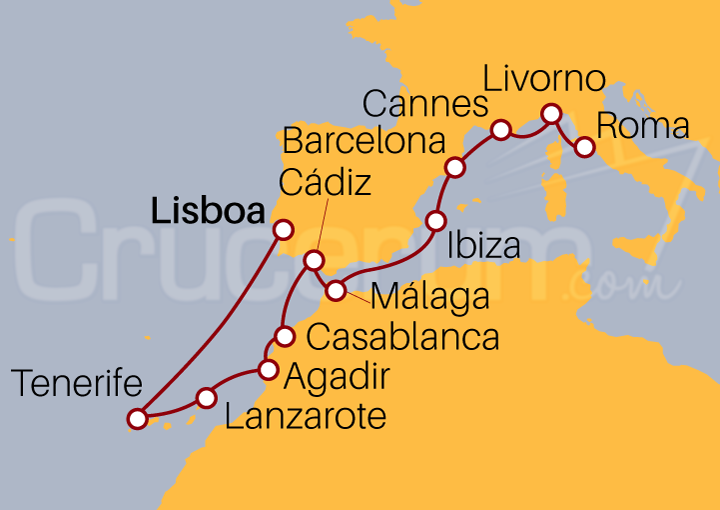Itinerario Crucero Islas Canarias desde Lisboa