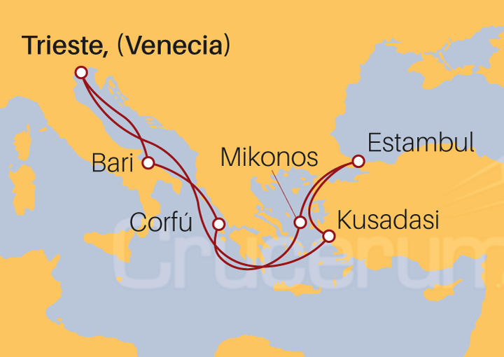Itinerario Crucero Turquía y Grecia desde Trieste