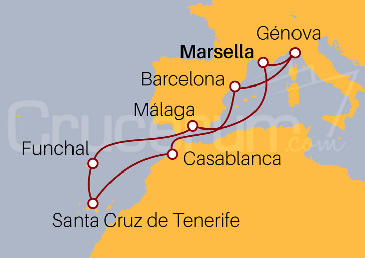 Itinerario Crucero Atlántico con Islas Canarias y Funchal I