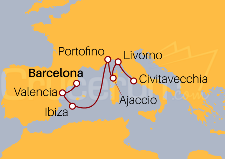 Itinerario Crucero Mediterráneo desde Barcelona 2023