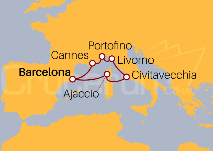 Itinerario Crucero Mediterráneo  desde Barcelona 2023 I