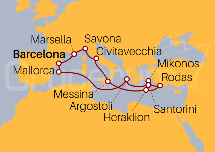 Itinerario Crucero Italia, Baleares e Islas Griegas