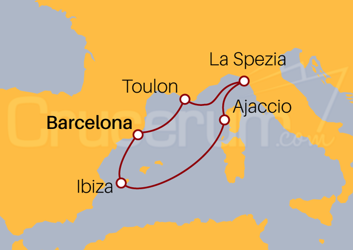Itinerario Crucero Irresistible Mediterráneo desde Barcelona 2023