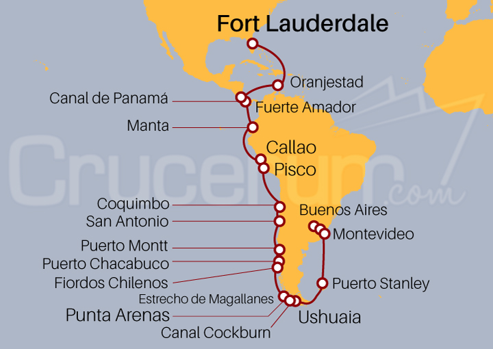 Itinerario Crucero De Fort Lauderdale  a Buenos Aires