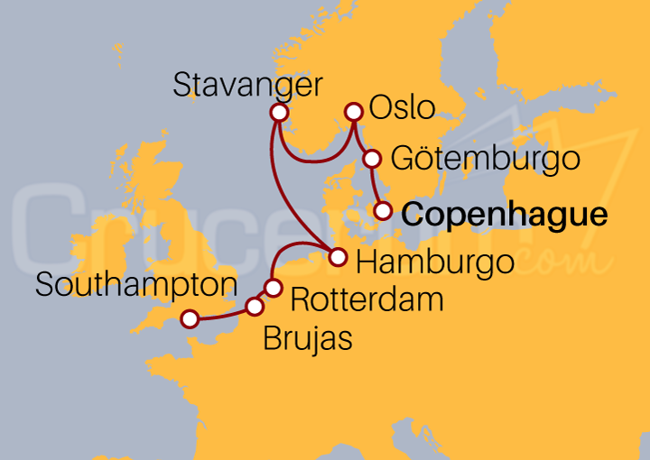 Itinerario Crucero Fiordos Vikingos y Cuidades Hanseáticas