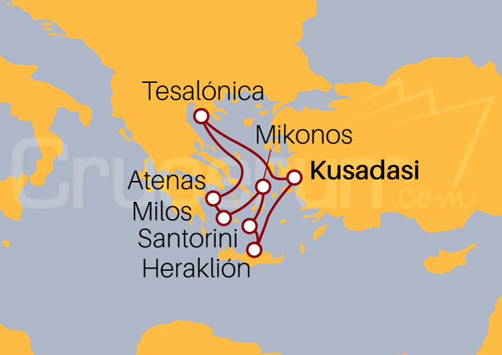 Itinerario Crucero Islas Griegas desde Kusadasi