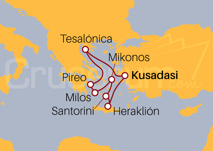 Itinerario Crucero Islas Griegas desde Kusadasi
