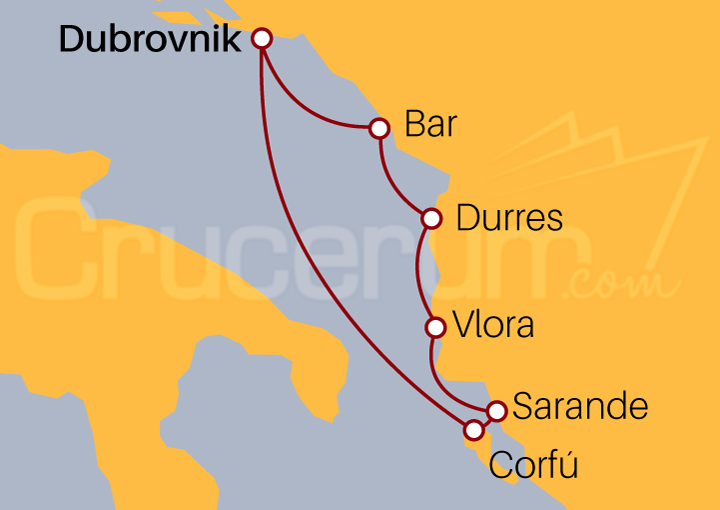 Itinerario Crucero Croacia, Grecia, Albania y Montenegro