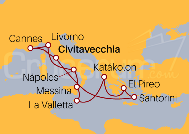 Itinerario Crucero Islas Griegas desde Roma 2023
