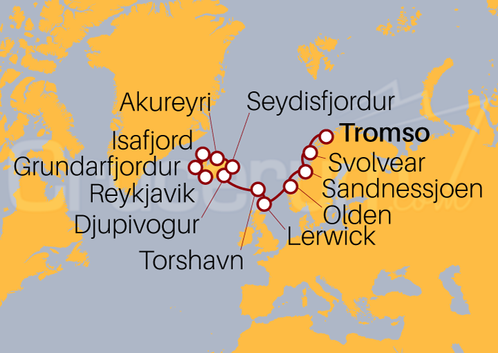 Itinerario Crucero De Tromso a Reykjavik I