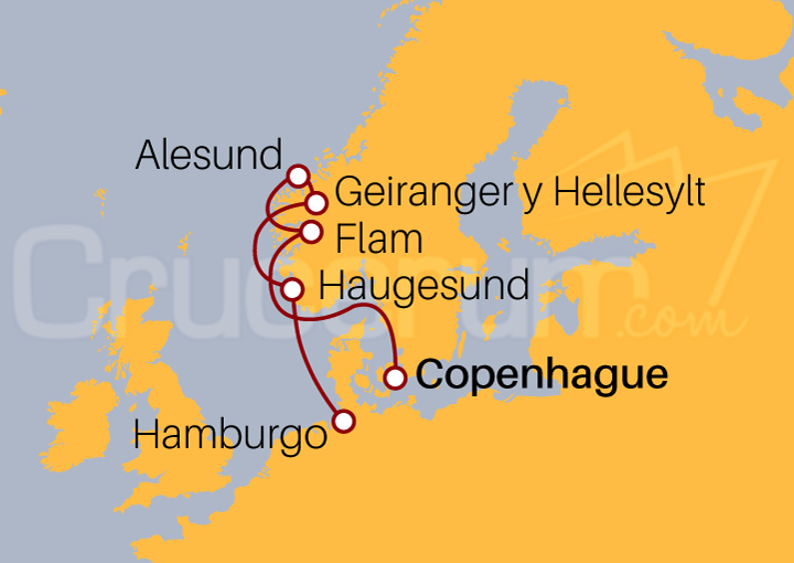 Itinerario Crucero Fiordos Noruegos desde Copenhague