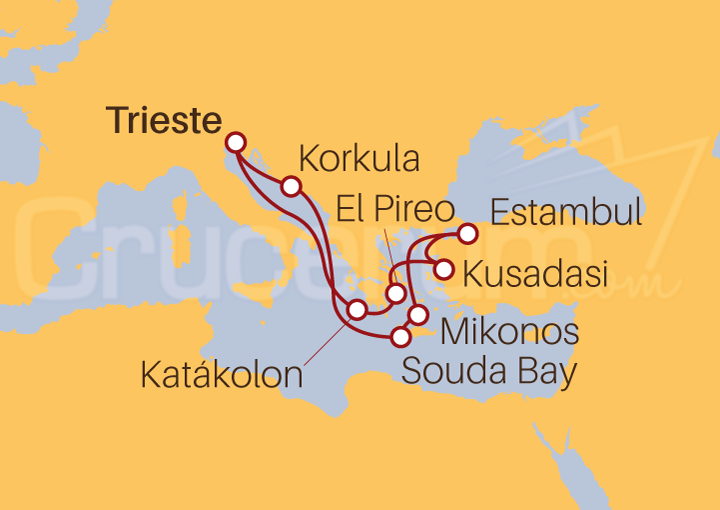 Itinerario Crucero Grecia, Turquía, Italia