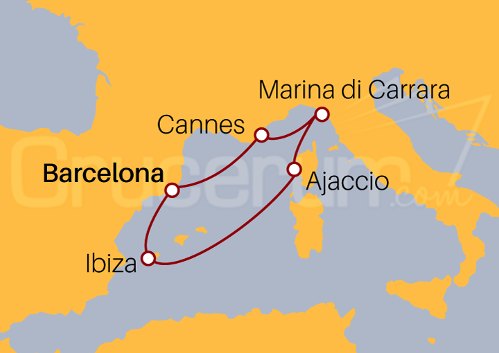 Itinerario Crucero Mediterráneo Irresistible